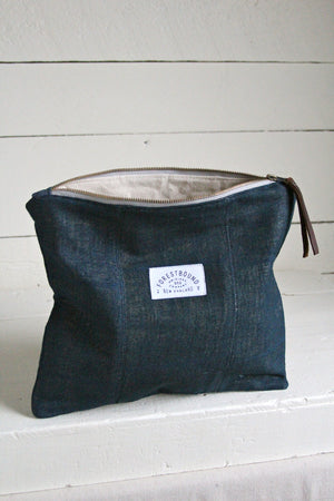 Extra Large Early 1900's Indigo Dyed Hemp Utility Pouch
