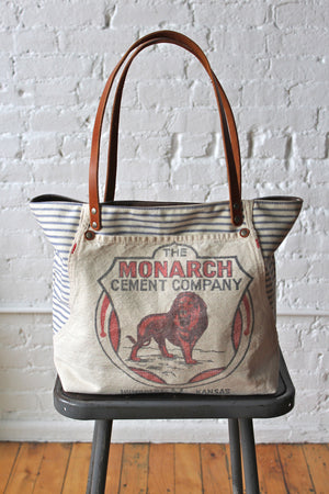 1940's era Ticking Fabric and Work Apron Tote Bag