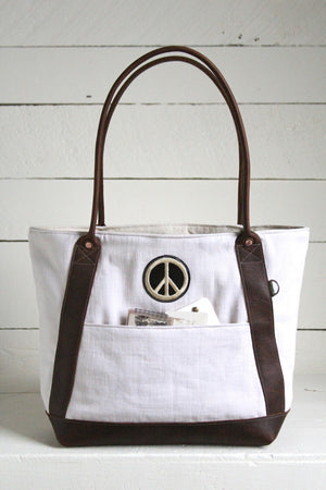 1940's era Canvas and Leather Carryall