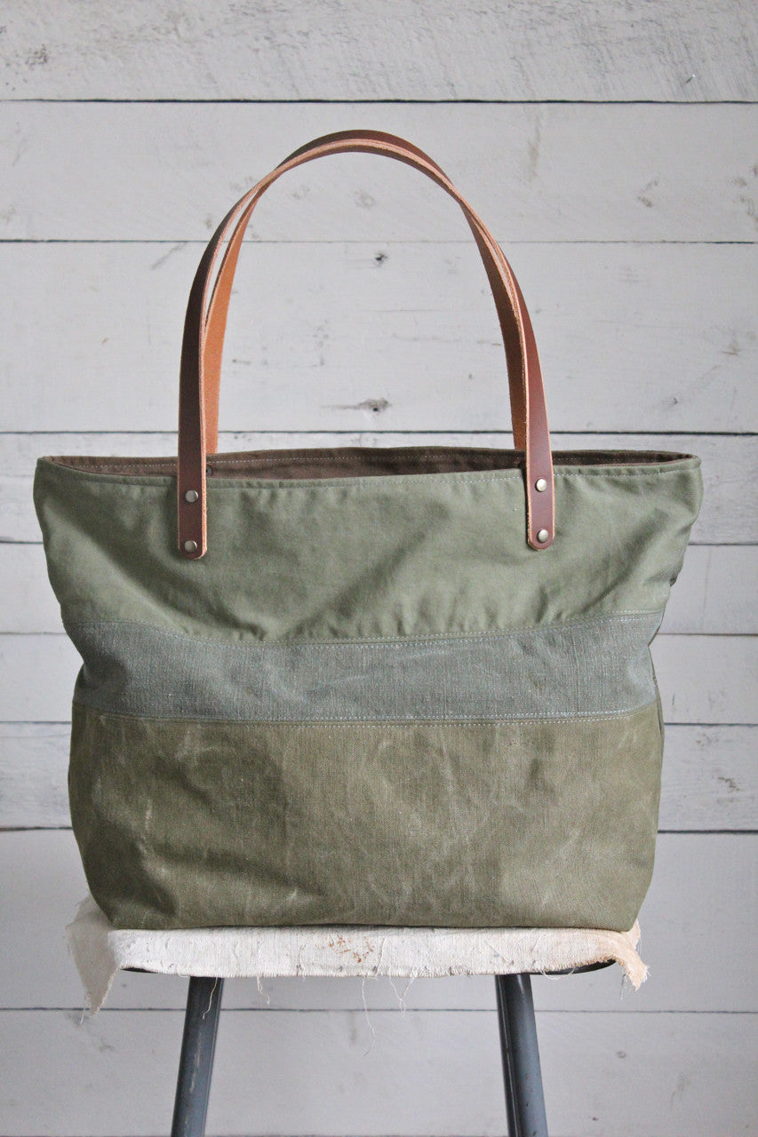 WWII era Pieced Canvas Tote Bag