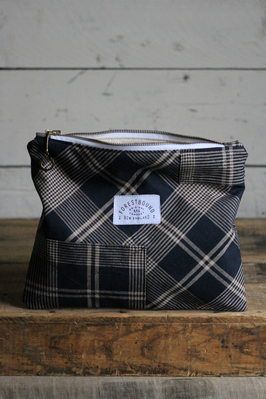 Deadstock Blue Plaid Pocket Utility Pouch