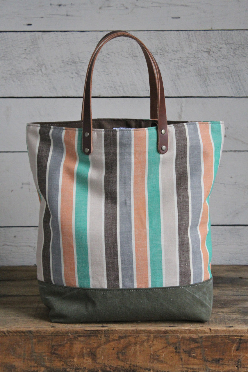 1950's era Striped Cotton Tote Bag