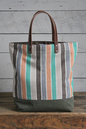 1950's era Striped Cotton Tote Bag