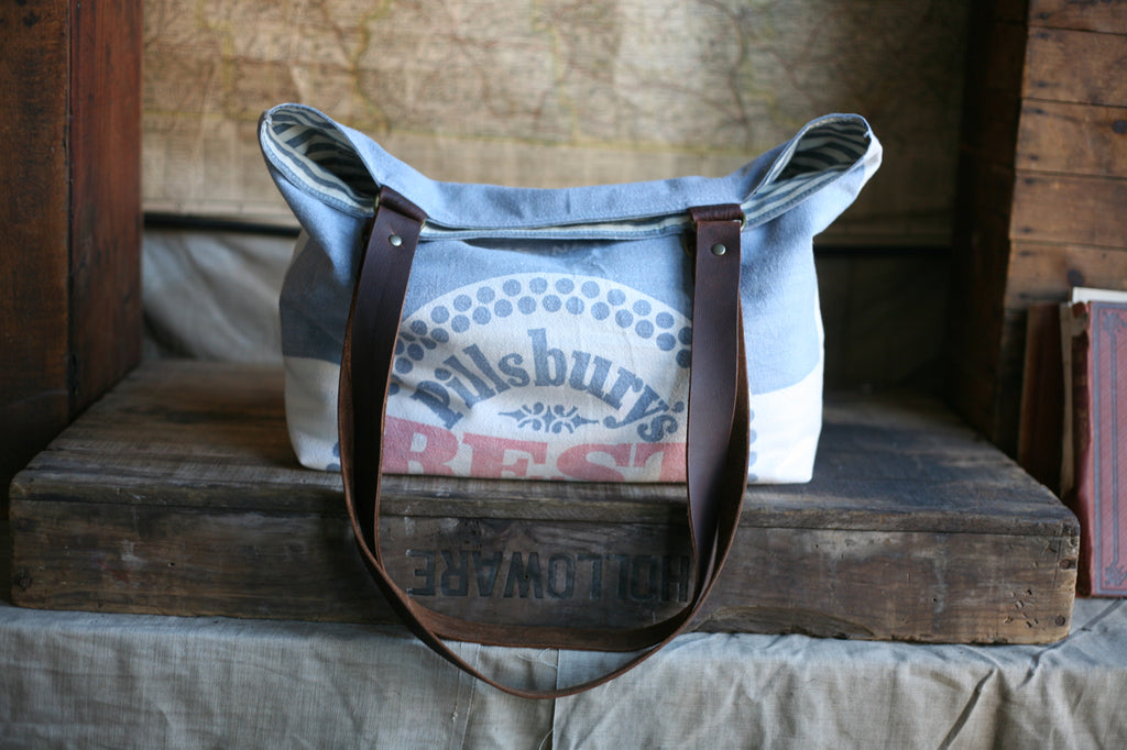 1940's era Cotton Feedsack Tote Bag - SOLD