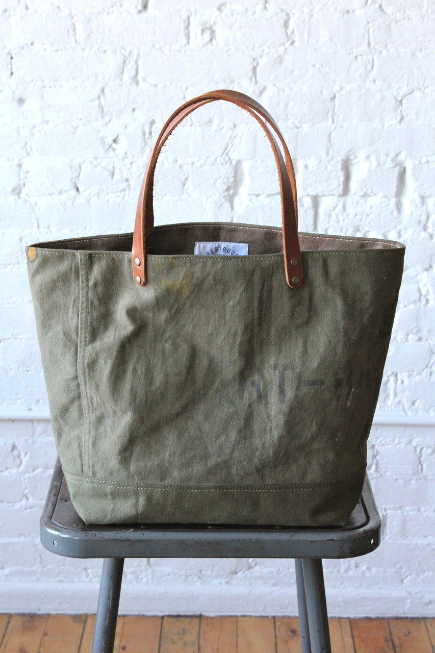 WWII era Hand Painted US Military Canvas Tote Bag