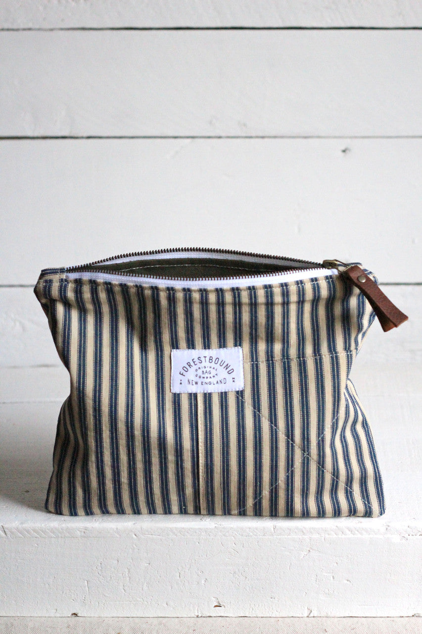 1940's era Ticking Fabric Utility Pouch