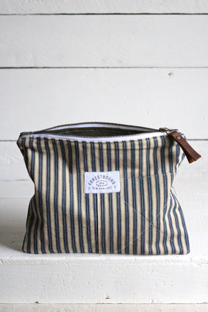 1940's era Ticking Fabric Utility Pouch