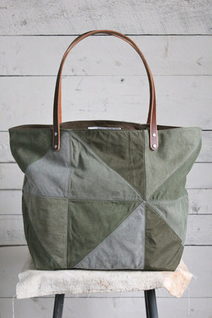 WWII era Quilted Canvas Tote Bag