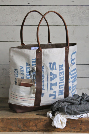 Extra Large 1950's era Salt Bag Carryall