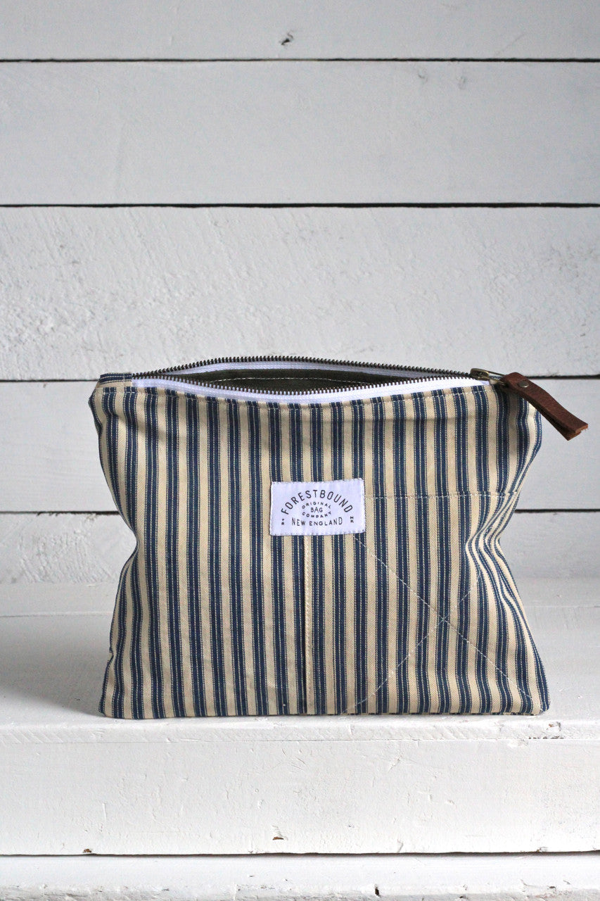 1940's era Ticking Fabric Utility Pouch