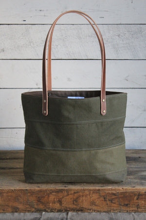 WWII era Striped Canvas Tote Bag