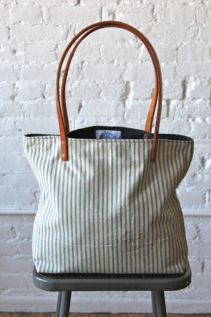 1940's era Ticking Fabric Tote Bag