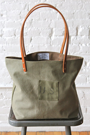 WWII era Two Tone US Military Canvas Tote Bag