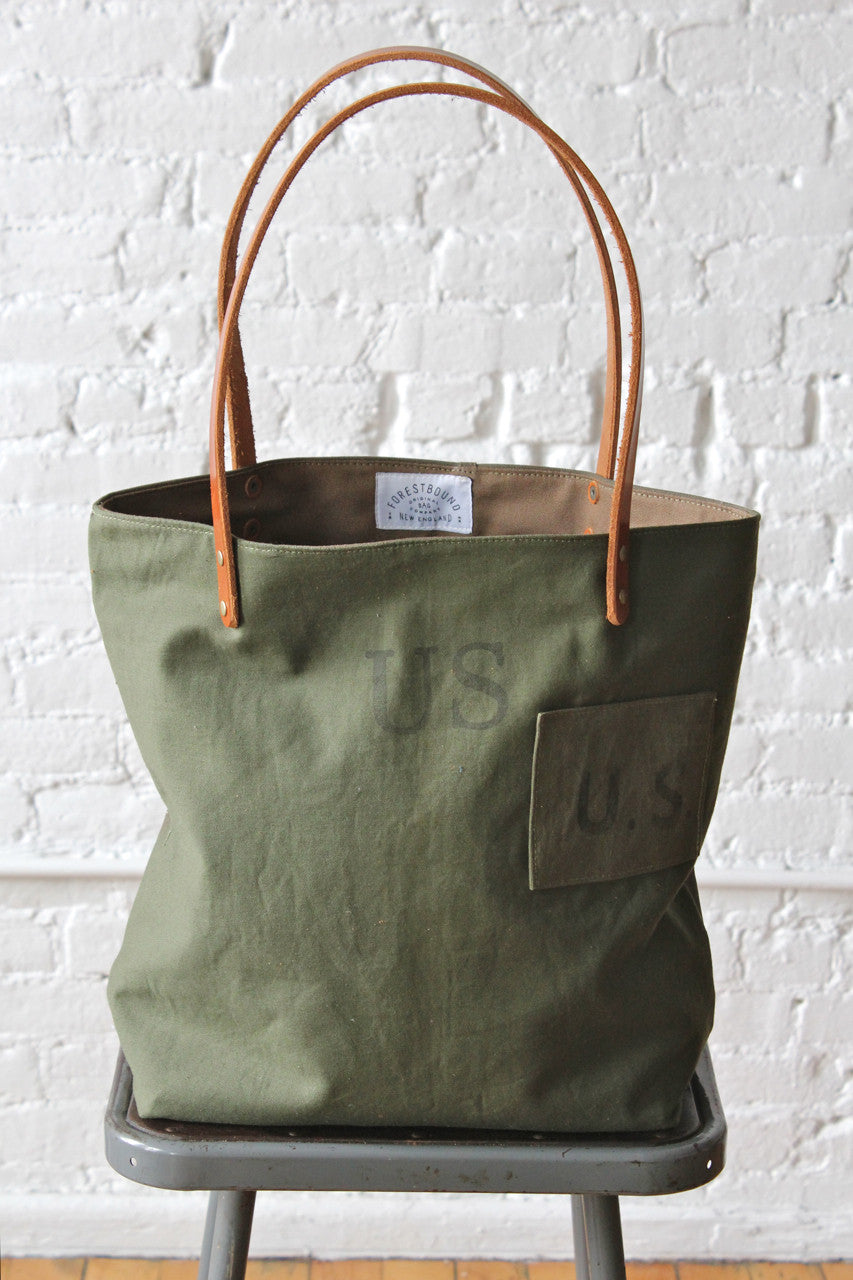 WWII era Two Tone US Military Canvas Tote Bag