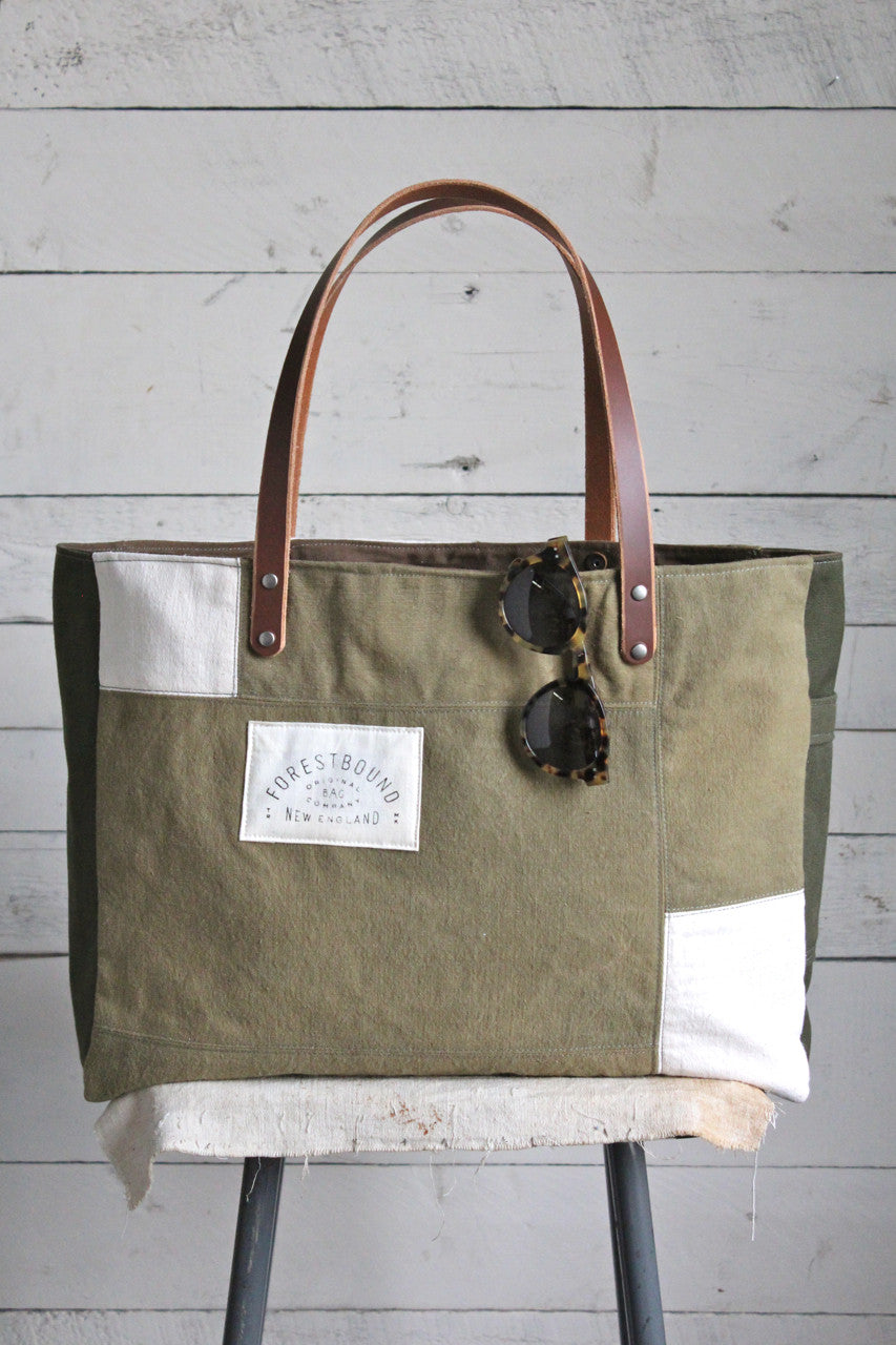 WWII era Pieced Canvas Tote Bag