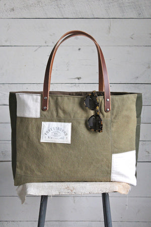 WWII era Pieced Canvas Tote Bag