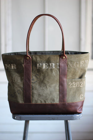 WWII era Canvas and Leather Carryall