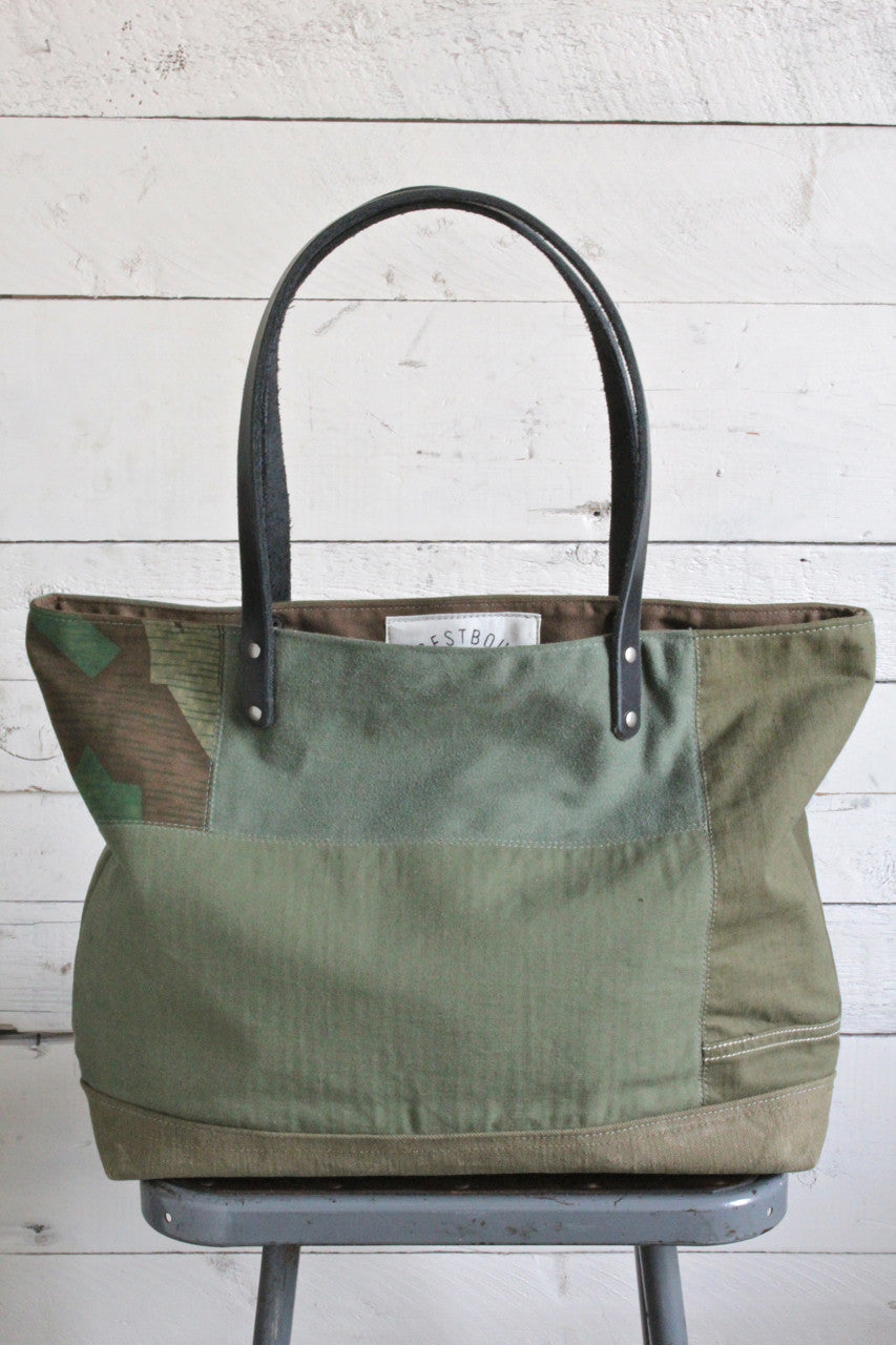 WWII era Pieced Military Canvas Tote Bag
