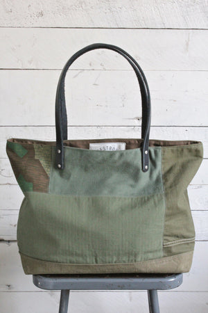 WWII era Pieced Military Canvas Tote Bag