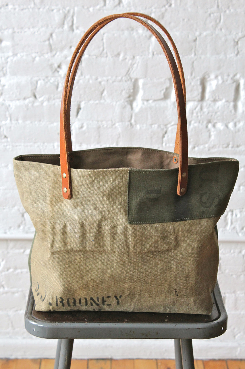 WWII era Two Tone US Military Canvas Tote Bag