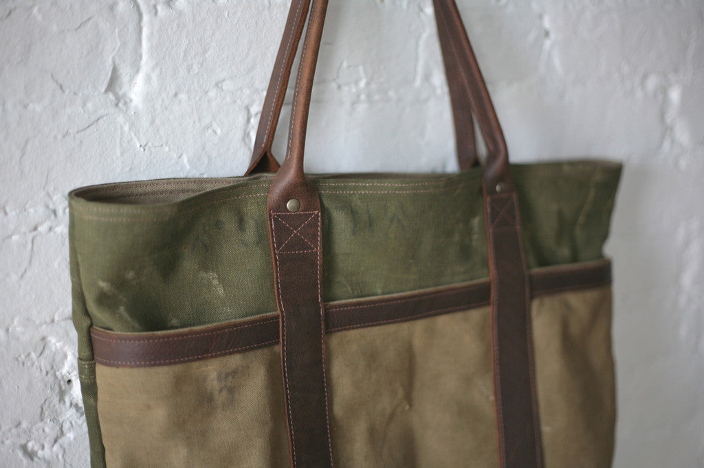 WWII era Canvas & Leather Carryall - SOLD