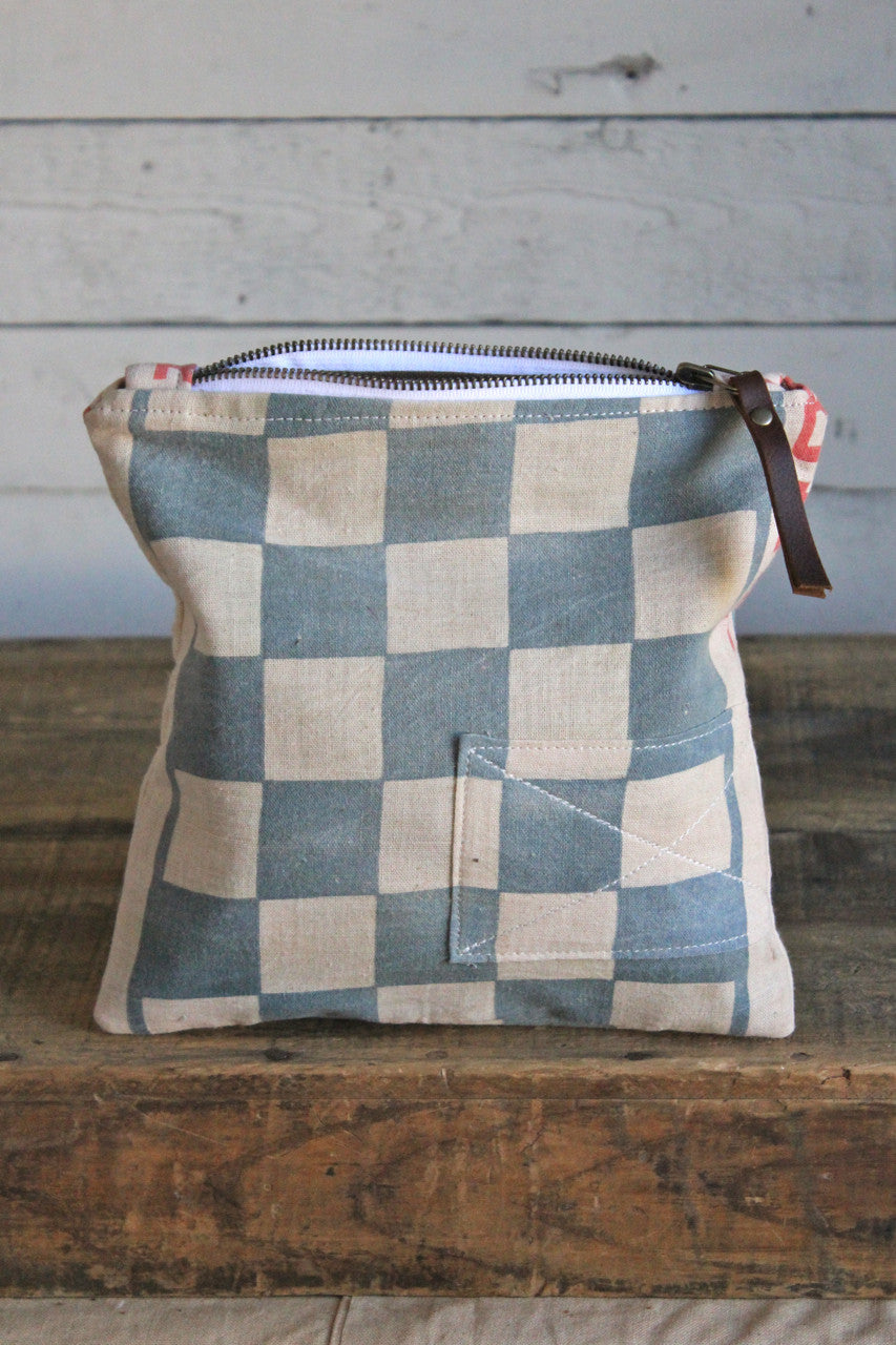 1950's era Checkered Feed Sack Utility Pouch