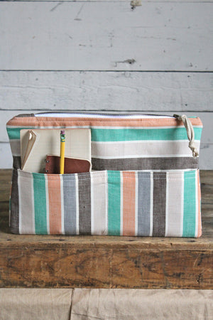 1940's era Striped Feed Sack Utility Pouch