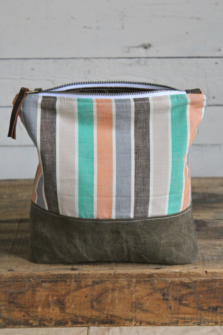 1940's era Striped Feed Sack Utility Pouch