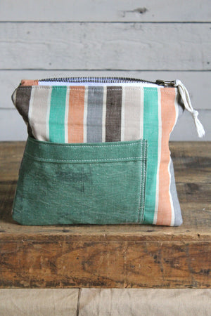 1940's era Striped Feed Sack Utility Pouch