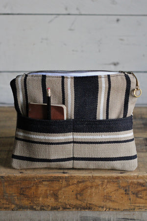 Deadstock Woven Striped Cotton Pocket Utility Pouch