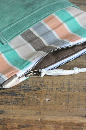 1940's era Striped Feed Sack Utility Pouch