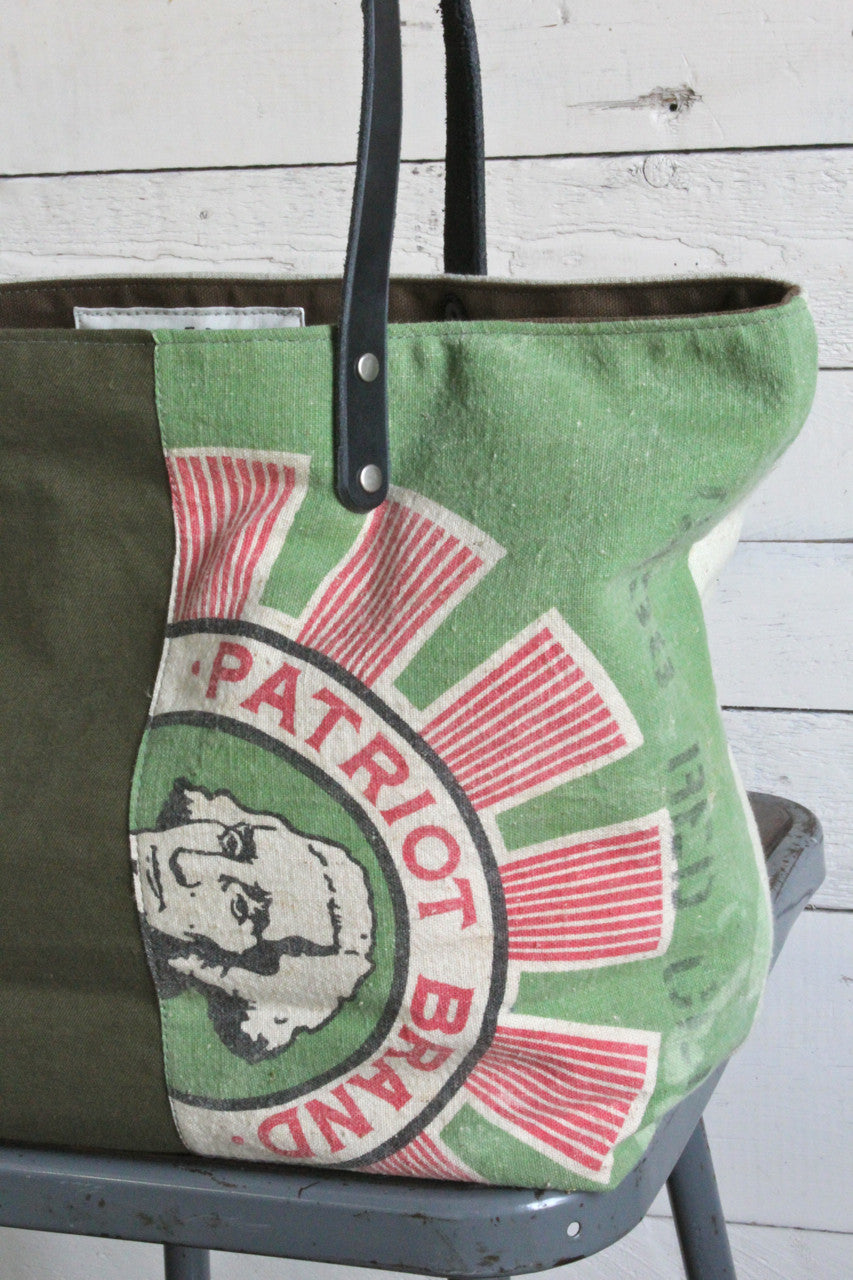 1940's era Pieced Canvas Tote Bag