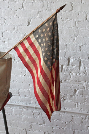 48 Star American Flag on Wooden Flag Pole (Medium)