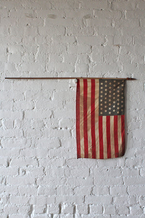 48 Star American Flag on Wooden Flag Pole (Medium)