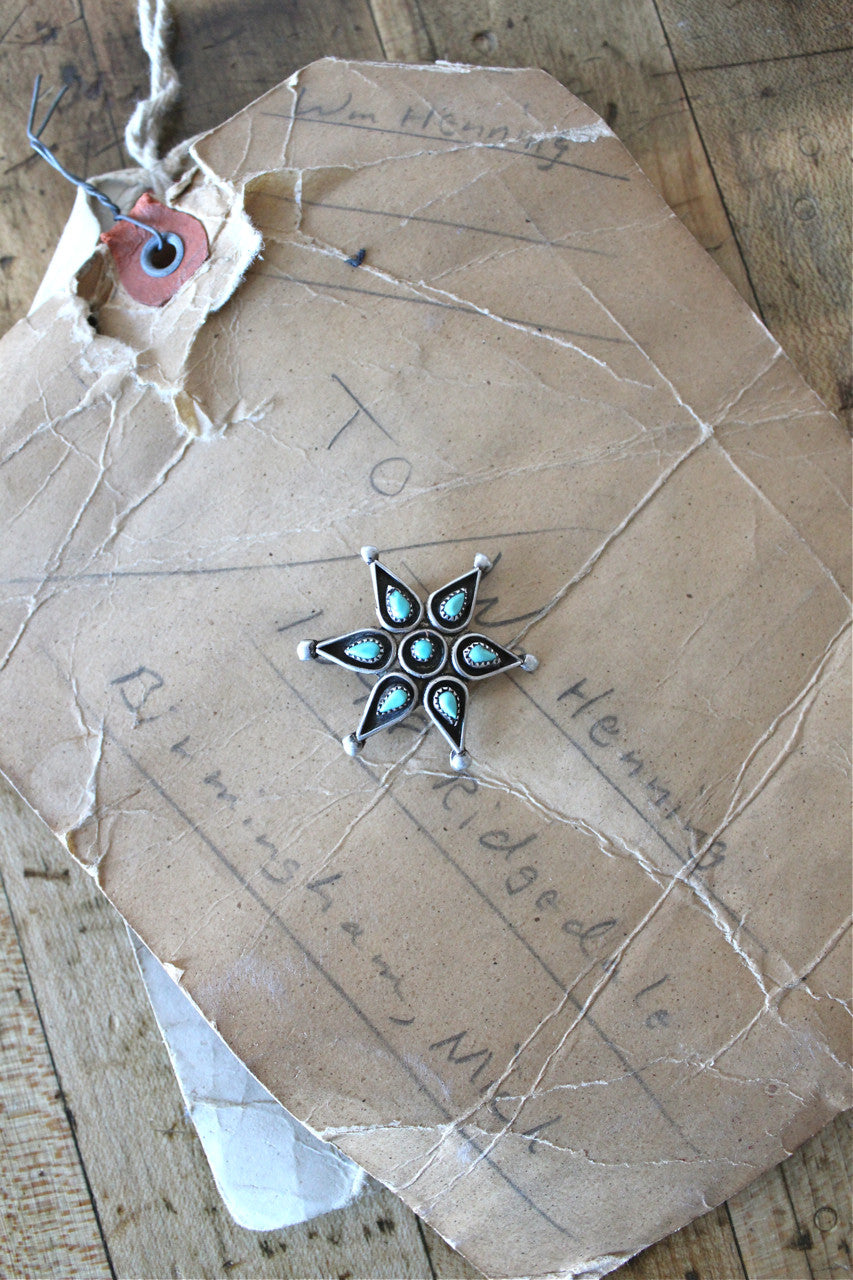 Zuni Turquoise Star Pendant